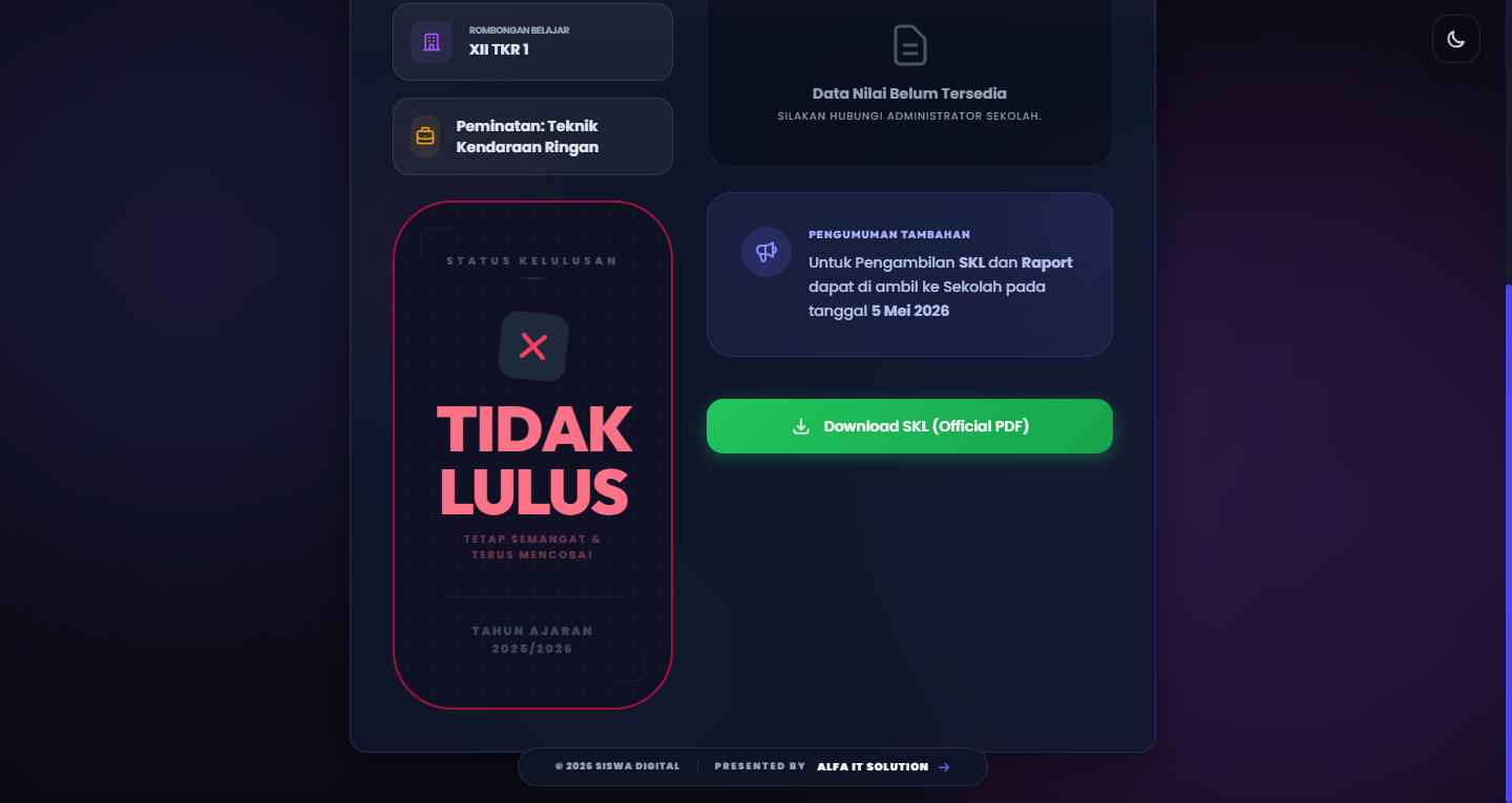 Tampilan SKL Digital